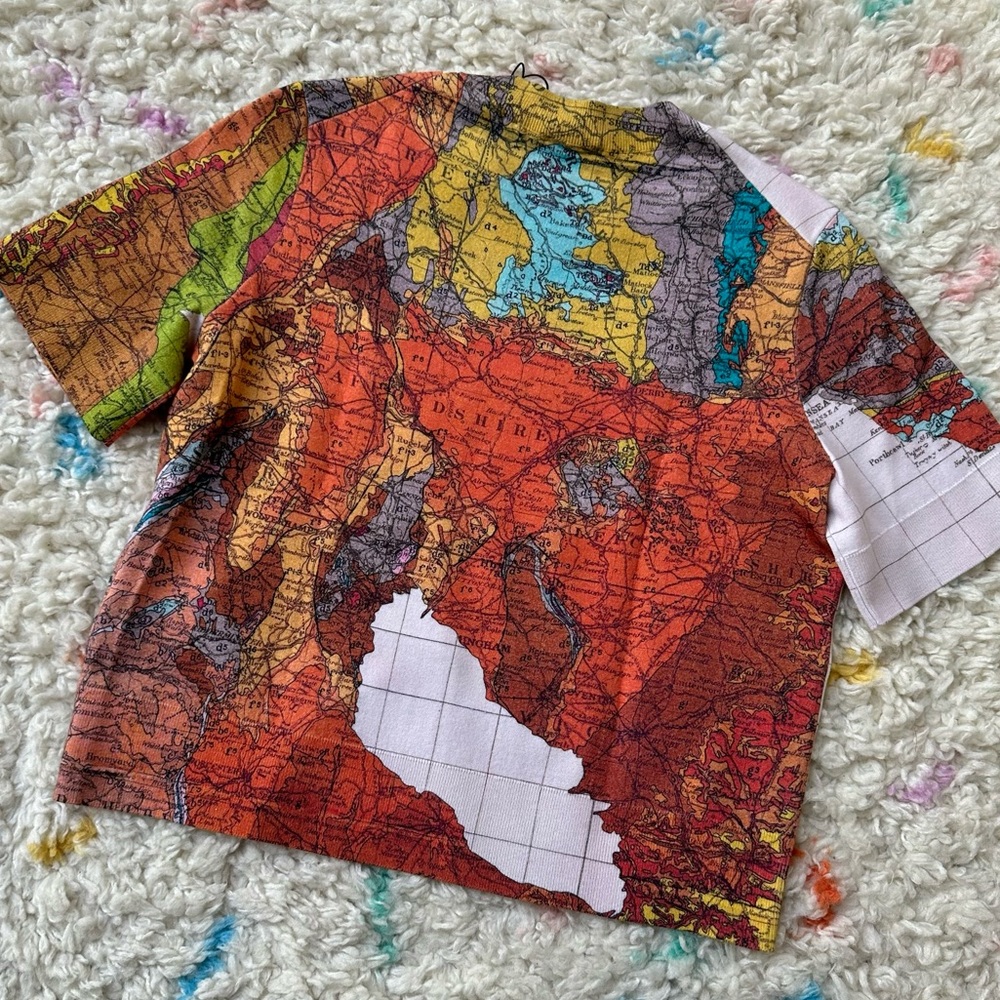 2023 Burberry Primrose Cotton Cashmere Map Print Sweater Cropped NWT - Picture 8 of 10